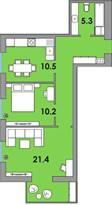 2-кімнатна 56.7 м² в ЖК Orange City від 16 750 грн/м², м. Вараш