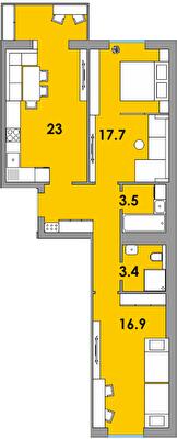 2-комнатная 72.3 м² в ЖК Orange City от 16 750 грн/м², г. Вараш