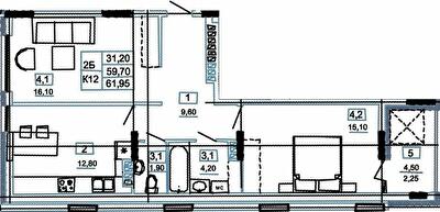 2-комнатная 61.95 м² в ЖК Канада от 13 500 грн/м², г. Чортков