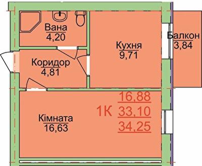 1-кімнатна 34.25 м² в ЖК Зелена оаза від 17 000 грн/м², Херсон