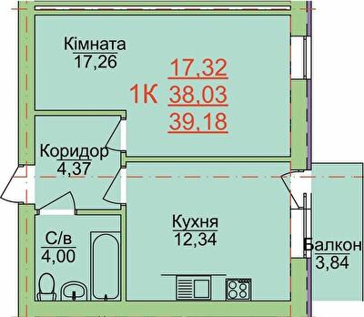 1-кімнатна 39.18 м² в ЖК Зелена оаза від 17 000 грн/м², Херсон