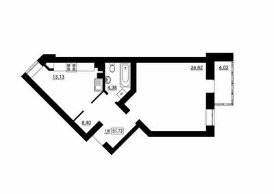 1-кімнатна 51.73 м² в ЖК Гармонія від 18 450 грн/м², м. Умань