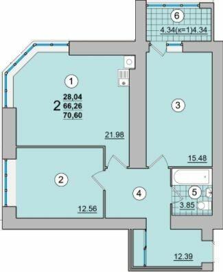 2-кімнатна 70.6 м² в ЖК Олександрівський від 14 900 грн/м², Чернігів