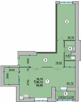 2-комнатная 84.06 м² в ЖК Александровский от 14 900 грн/м², Чернигов