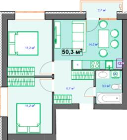 2-кімнатна 50.3 м² в ЖК Author від 25 150 грн/м², м. Ірпінь