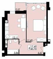 1-кімнатна 40.7 м² в ЖК Comfort City від 13 500 грн/м², Чернівці