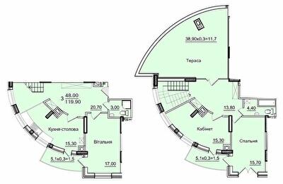 Двухуровневая 119.9 м² в ЖК Буковинський от 19 100 грн/м², Черновцы