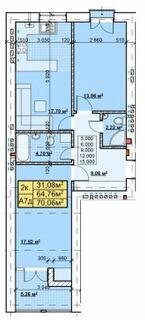 2-комнатная 70.06 м² в ЖК Парковый городок от 15 800 грн/м², Ивано-Франковск