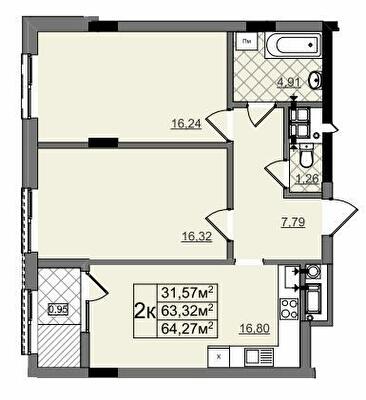 2-комнатная 64.27 м² в ЖК на Перфецкого-2 от 28 900 грн/м², Львов
