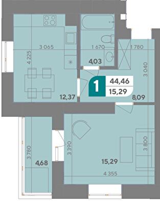 1-кімнатна 44.66 м² в ЖК Park Town від 15 400 грн/м², Хмельницький