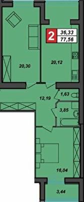 2-кімнатна 77.56 м² в ЖК Sportcity від 19 200 грн/м², Хмельницький