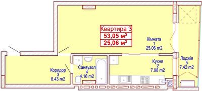 1-кімнатна 53.05 м² в ЖК Адамант від 15 700 грн/м², Хмельницький
