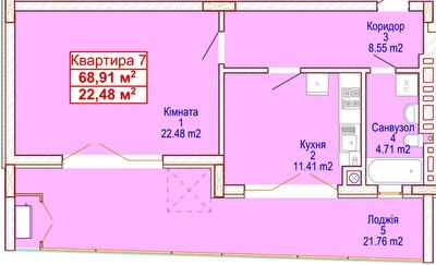 1-кімнатна 68.91 м² в ЖК Адамант від 15 700 грн/м², Хмельницький