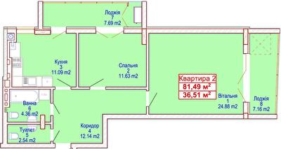 2-кімнатна 81.49 м² в ЖК Адамант від 15 700 грн/м², Хмельницький