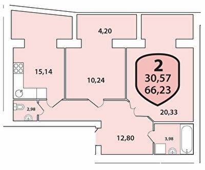 2-комнатная 66.23 м² в ЖК Олимпийский от 16 500 грн/м², Хмельницкий