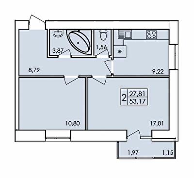 2-комнатная 53.7 м² в ЖК Ранкове Family от 14 500 грн/м², Хмельницкий