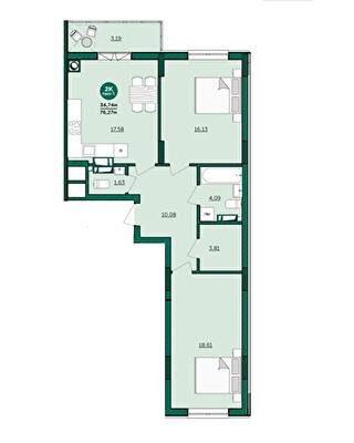 2-кімнатна 76.21 м² в ЖК Wellspring від 29 550 грн/м², м. Вишневе
