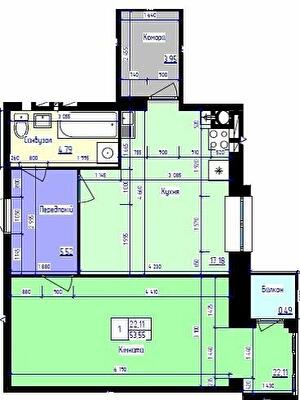 1-комнатная 53.55 м² в ЖК Парковый Лайф от 14 500 грн/м², г. Волочиск