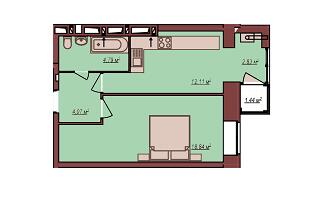 1-комнатная 43.07 м² в ЖК Дом Чехова от 13 500 грн/м², г. Каменец-Подольский