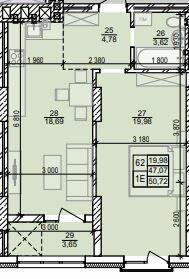 1-комнатная 50.72 м² в ЖК Весняний от 18 900 грн/м², г. Винники