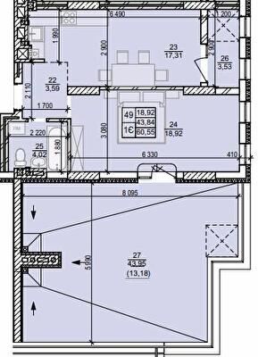 1-комнатная 60.55 м² в ЖК Весняний от 17 350 грн/м², г. Винники