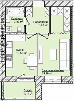 1-кімнатна 38.71 м² в ЖК Smart Fort від 12 000 грн/м², м. Кам`янець-Подільський