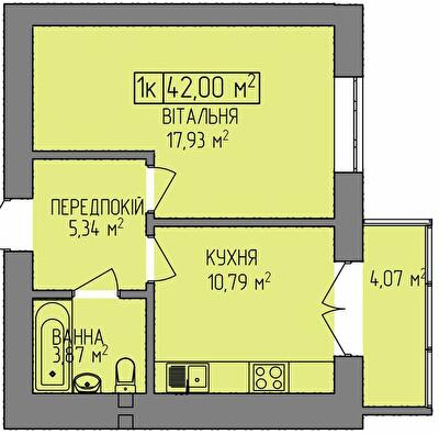 1-комнатная 42 м² в ЖК OZERO от 15 050 грн/м², Ивано-Франковск