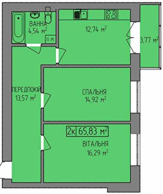 2-кімнатна 65.83 м² в ЖК OZERO від 15 050 грн/м², Івано-Франківськ