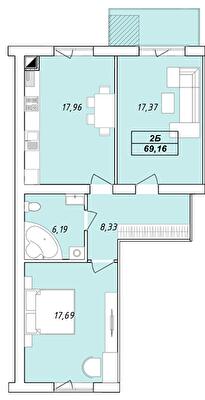 2-комнатная 69.16 м² в ЖК Елецкий от 25 000 грн/м², Чернигов