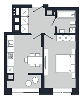 1-комнатная 39.14 м² в ЖК Vodogray UN1T от 26 300 грн/м², Черновцы