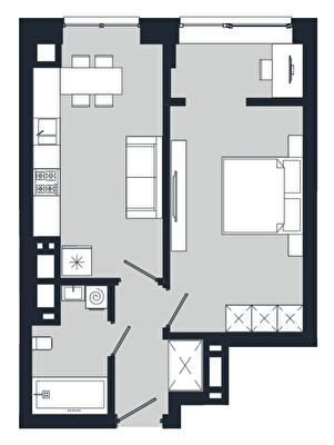 1-комнатная 41.15 м² в ЖК Vodogray UN1T от 26 300 грн/м², Черновцы