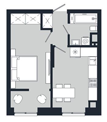 1-кімнатна 40.05 м² в ЖК Vodogray UN1T від 26 300 грн/м², Чернівці