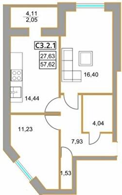 2-кімнатна 57.62 м² в ЖК Левада від 27 800 грн/м², м. Бориспіль