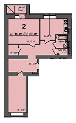2-кімнатна 78.16 м² в ЖК Світанок від 17 500 грн/м², м. Бориспіль