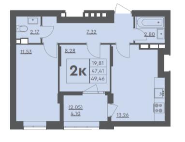 2-кімнатна 49.46 м² в ЖК Scandia від 16 000 грн/м², м. Бровари