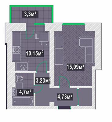 1-кімнатна 41.02 м² в ЖК Garden Sky від 19 000 грн/м², м. Васильків