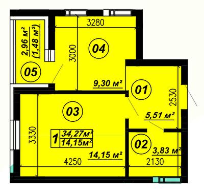 1-кімнатна 34.27 м² в ЖК Verba від 22 500 грн/м², смт Глеваха