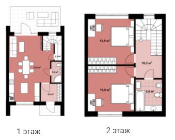 Таунхаус 87.4 м² в Таунхаусы Lagom House от 21 854 грн/м², с. Новые Петровцы