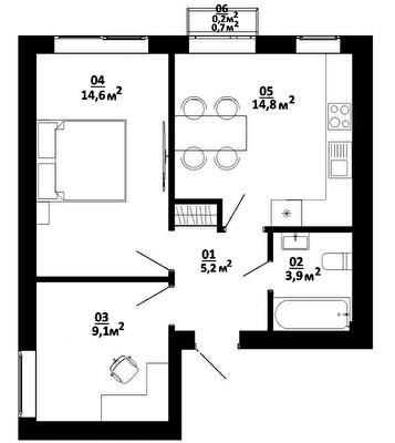 2-кімнатна 47.8 м² в ЖК Білий Шоколад.Center від 25 500 грн/м², с. Білогородка