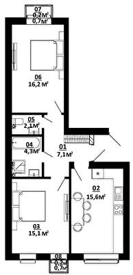 2-комнатная 60.8 м² в ЖК Белый Шоколад.Center от 25 500 грн/м², с. Белогородка