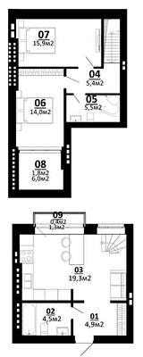 Дворівнева 71.7 м² в ЖК Білий Шоколад.Center від 19 500 грн/м², с. Білогородка