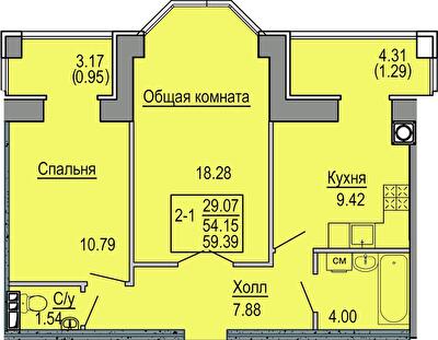 2-кімнатна 59.39 м² в ЖК Софіївська сфера від 26 500 грн/м², с. Софіївська Борщагівка