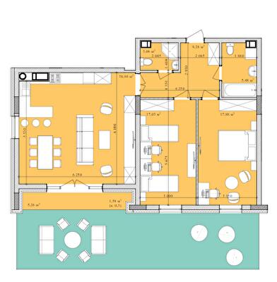 2-кімнатна 91.15 м² в ЖК Basa city від 25 400 грн/м², с. Ходосівка