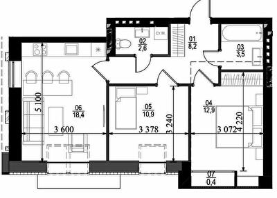 2-кімнатна 56.96 м² в ЖК City Lake від 17 500 грн/м², с. Шевченкове