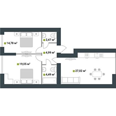 2-кімнатна 72.8 м² в ЖК Idilika від 21 850 грн/м², м. Буча