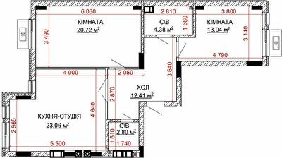 2-кімнатна 46.41 м² в ЖК Найкращий квартал-2 від 20 250 грн/м², смт Гостомель