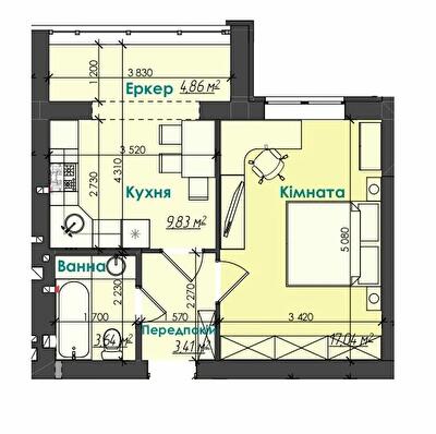 1-комнатная 38.77 м² в ЖК Like Home от 19 000 грн/м², г. Ирпень