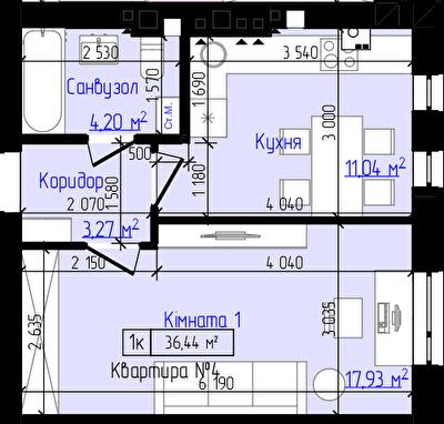 1-кімнатна 36.44 м² в ЖК Viking Home від 20 000 грн/м², м. Ірпінь