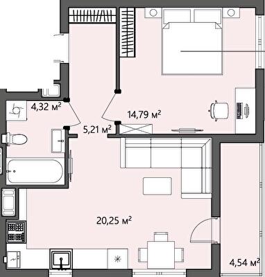 1-комнатная 49.11 м² в ЖК GREENHOUSE CITY от 14 600 грн/м², г. Городок