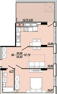 2-кімнатна 57.73 м² в ЖК Сонячна Тераса від 17 000 грн/м², Тернопіль